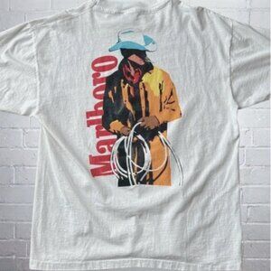 Marlboro Cowboy White Retro Western Graphic T-Shirt